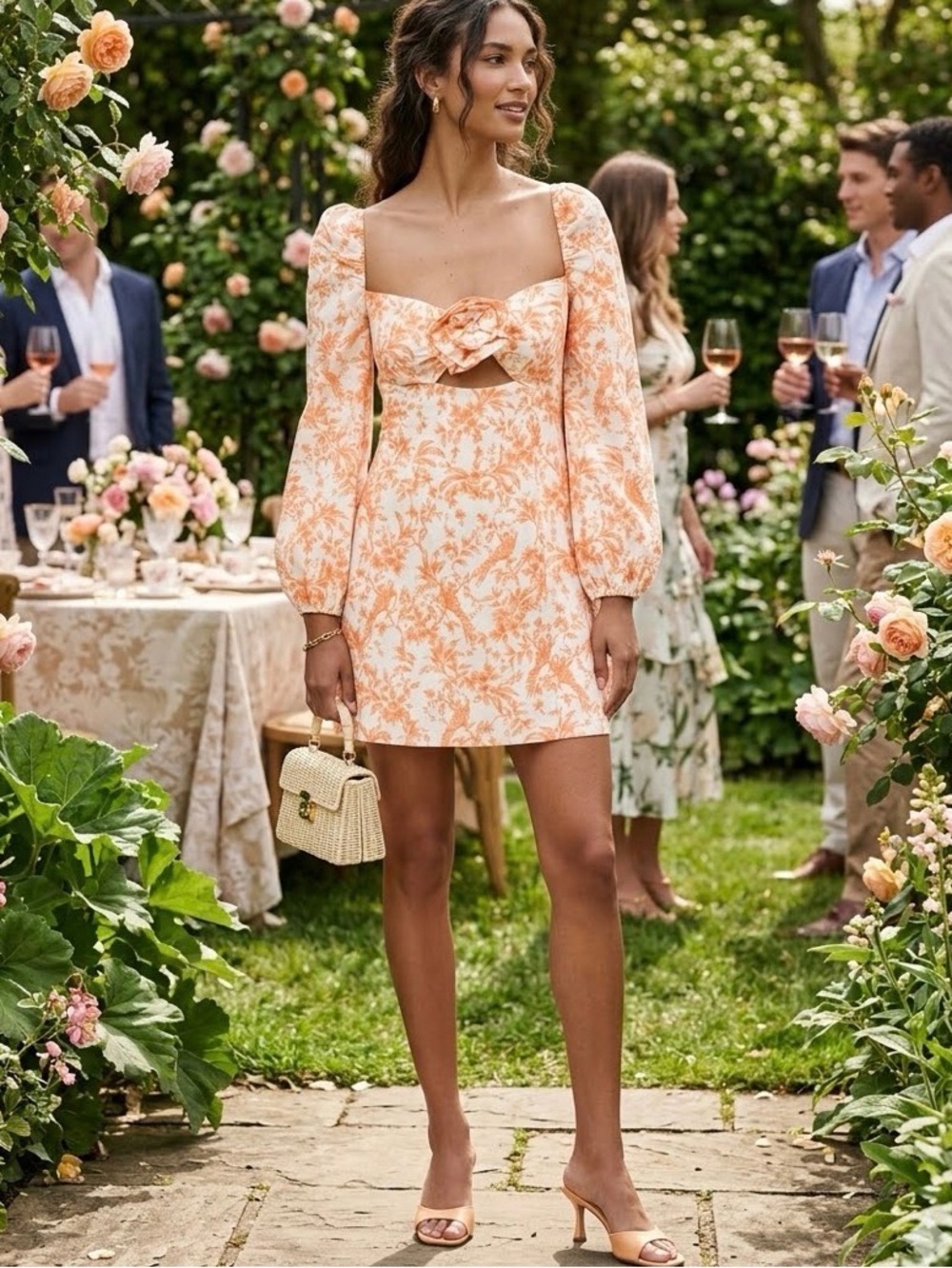 New CAMI NYC Swetha Papaya Toile Linen Mini Dress 4 MSRP $473